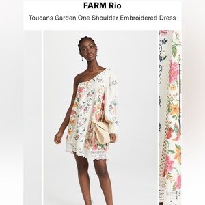 FARM RIO TOUCANS GARDEN ONE SHOULDER embroireded dress size M